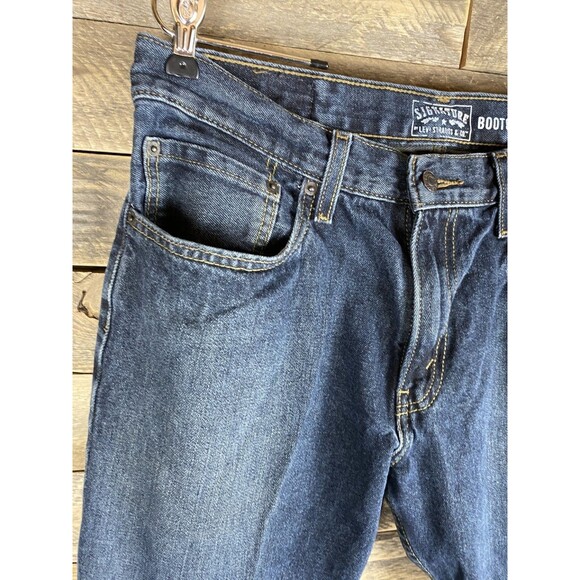 Levi's Signature Bootcut Jeans Men's 34x34 Dark Blue Denim Cotton - Picture 2 of 13